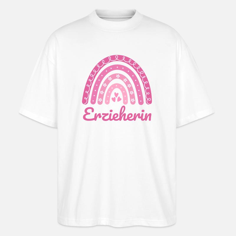 Erzieherin Regenbogen - Stanley/Stella Oversized Unisex Bio T-Shirt Blaster 2.0 - Weiß