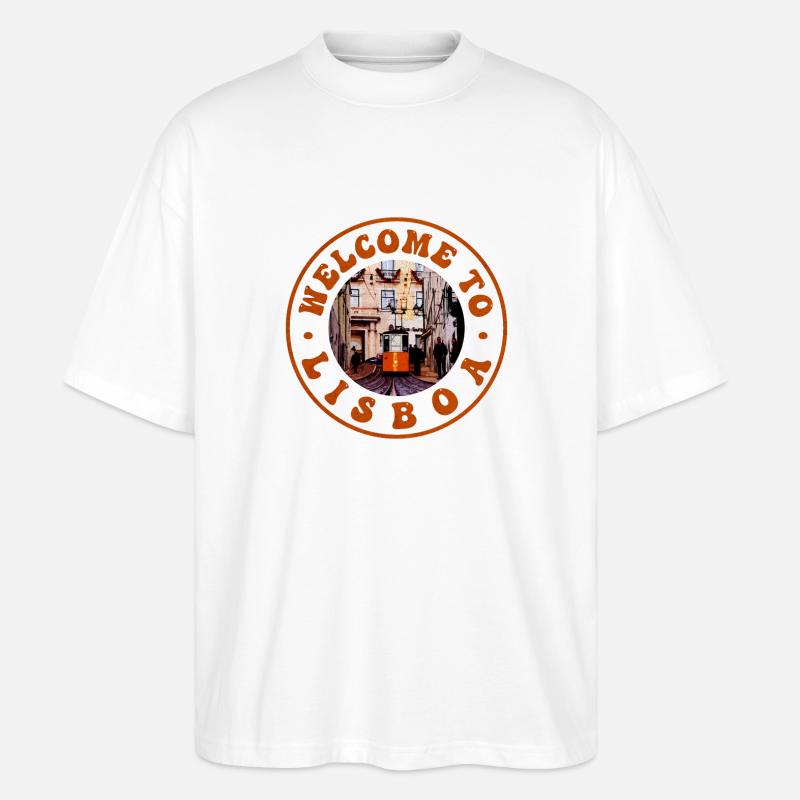 Willkommen in Lissabon Tramnostalgie - Stanley/Stella Oversized Unisex Bio T-Shirt Blaster 2.0 - Weiß