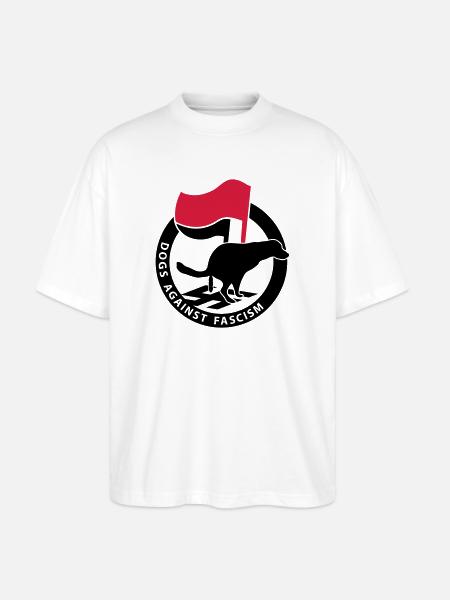 "Hunde mod fascisme" for Antifa Hundeejere - Stanley/Stella Oversize Unisex Øko T-shirt Blaster 2.0 - hvid