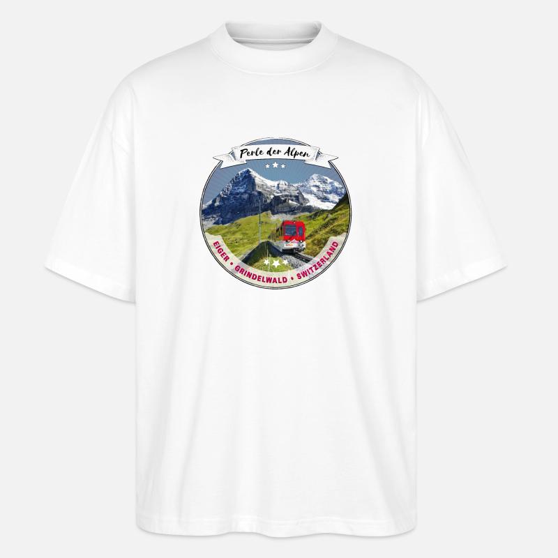 Eiger, Perle der Alpen - Stanley/Stella Oversized Unisex Bio T-Shirt Blaster 2.0 - Weiß