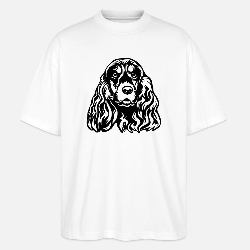 Cocker Spaniel Head - Stanley/Stella Oversized Unisex Organic T-shirt Blaster 2.0 - white
