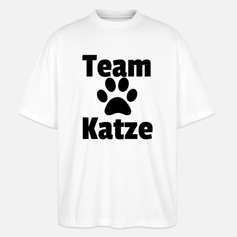 Équipe chat noir raw - T-shirt bio Blaster 2.0 coupe oversize Stanley/Stella Unisexe - blanc
