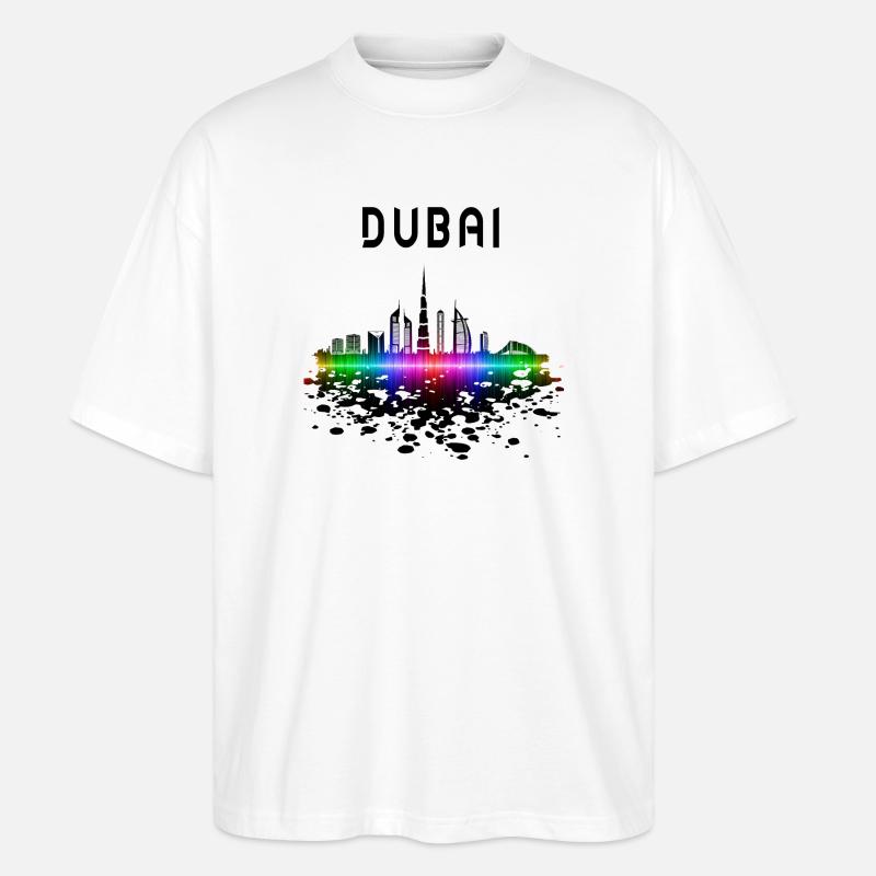 Dubai Skyline Splash Design / Geschenk - Stanley/Stella Oversized Unisex Bio T-Shirt Blaster 2.0 - Weiß