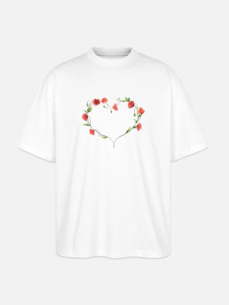 Poppy Heart - Stanley/Stella Oversized Unisex Organic T-shirt Blaster 2.0 - white