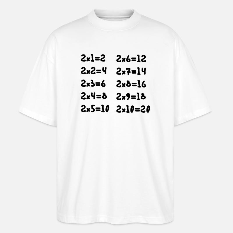 Zwei Multiplikationstabellen - Stanley/Stella Oversized Unisex Bio T-Shirt Blaster 2.0 - Weiß
