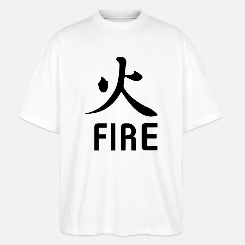 Feuer kanji mit Text - Stanley/Stella Oversized Unisex Bio T-Shirt Blaster 2.0 - Weiß