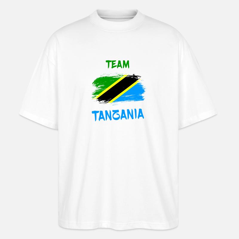 Conception du drapeau de l’équipe tanzanienne - T-shirt bio Blaster 2.0 coupe oversize Stanley/Stella Unisexe - blanc
