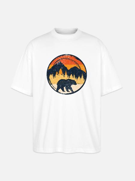 Bear at Sunset in Alpine Circle - Stanley/Stella Oversized Unisex Organic T-shirt Blaster 2.0 - white