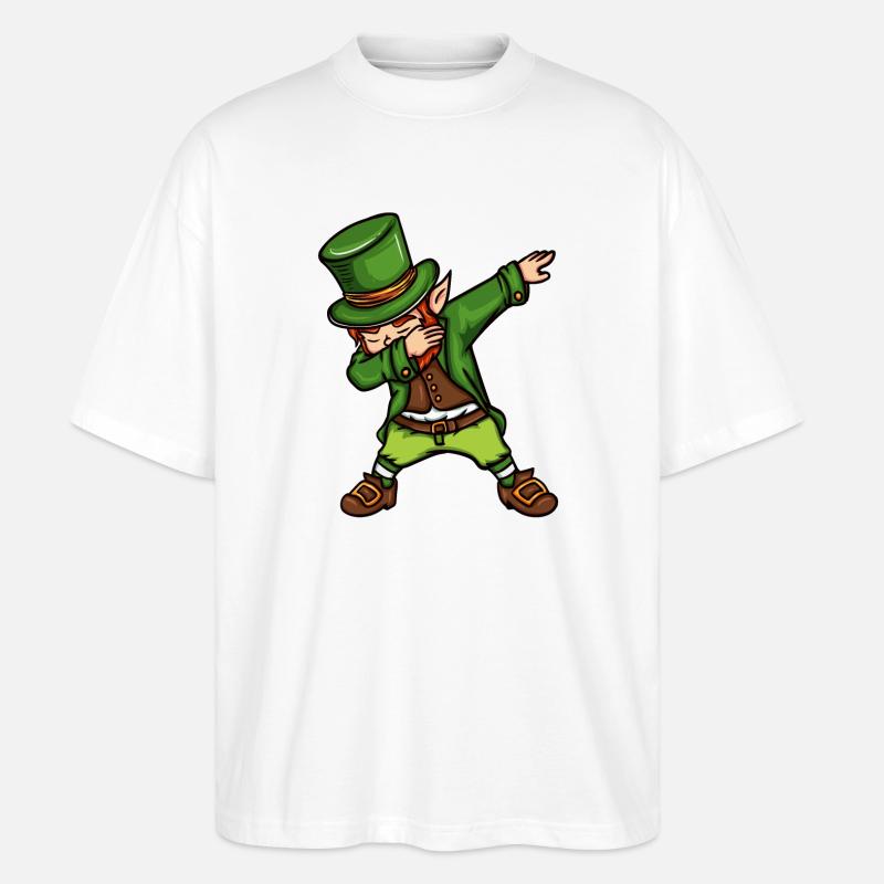 Dancing Leprechaun St. Patrick's Day Irish - Stanley/Stella Oversized Unisex Organic T-shirt Blaster 2.0 - white