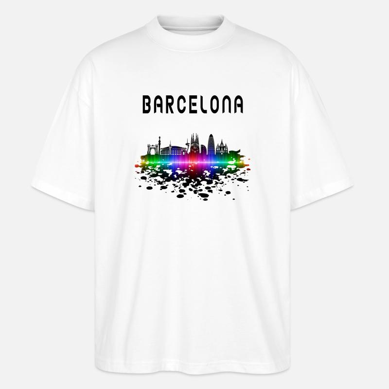Cadeau/design Splash Skyline de Barcelone - T-shirt bio Blaster 2.0 coupe oversize Stanley/Stella Unisexe - blanc