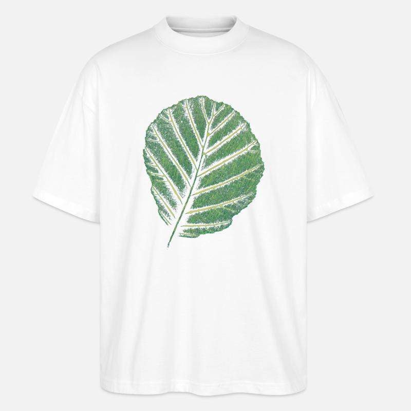 Feuille Erle / Impression d’art originale - T-shirt bio Blaster 2.0 coupe oversize Stanley/Stella Unisexe - blanc