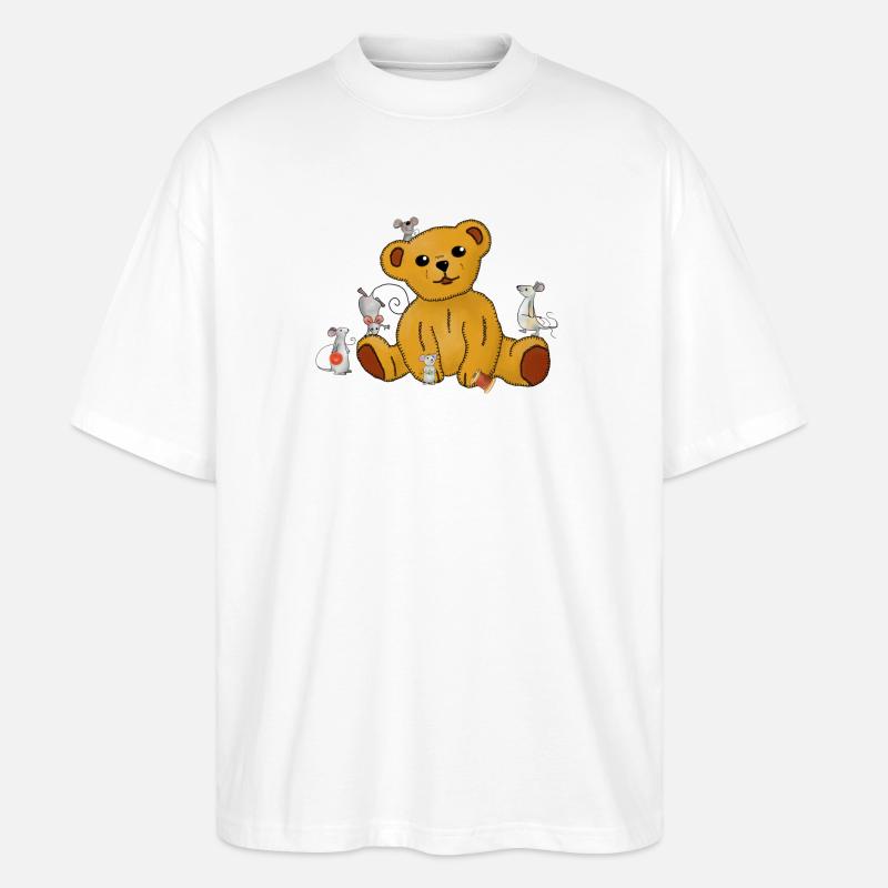 Mäuse nähen Teddy - Stanley/Stella Oversized Unisex Bio T-Shirt Blaster 2.0 - Weiß