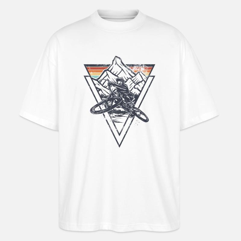 Coucher de soleil en géométrie sommitale - T-shirt bio Blaster 2.0 coupe oversize Stanley/Stella Unisexe - blanc