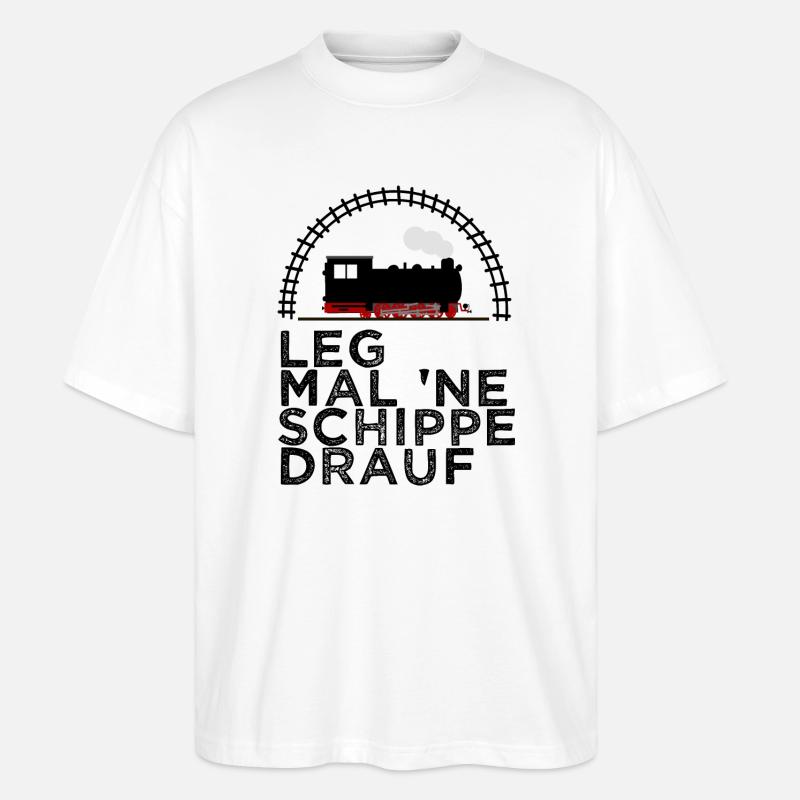 Dampflok Schiene Schippe drauf Kohle - Stanley/Stella Oversized Unisex Bio T-Shirt Blaster 2.0 - Weiß