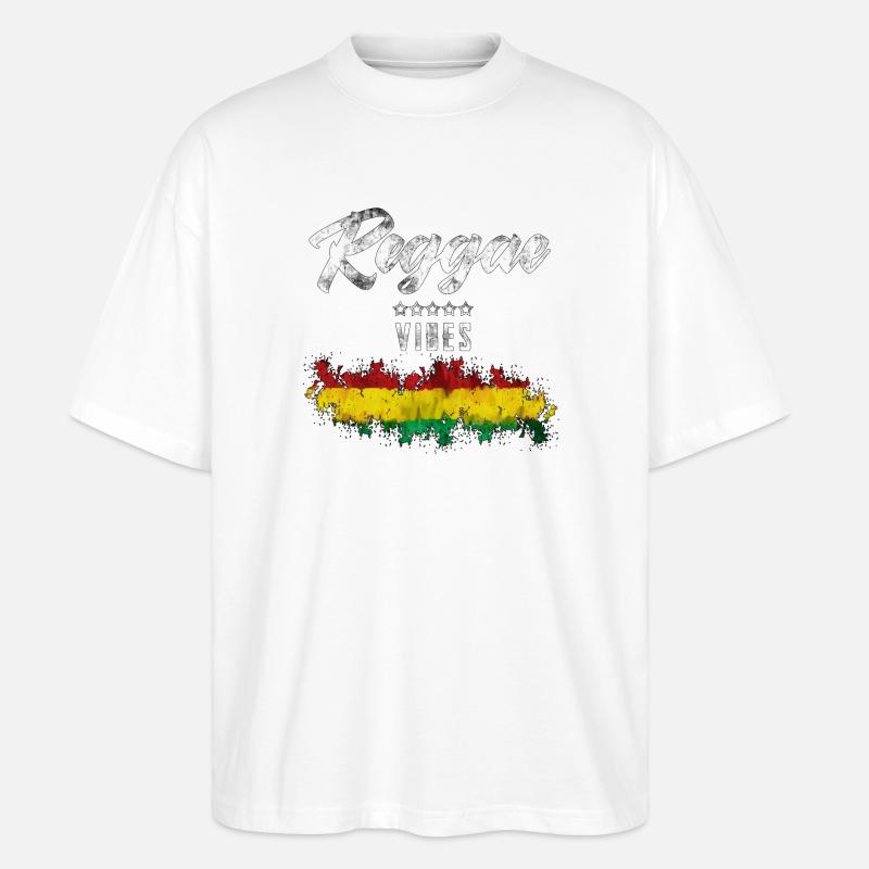Reggae Vibes Noir Imprimé Cascade - T-shirt bio Blaster 2.0 coupe oversize Stanley/Stella Unisexe - blanc