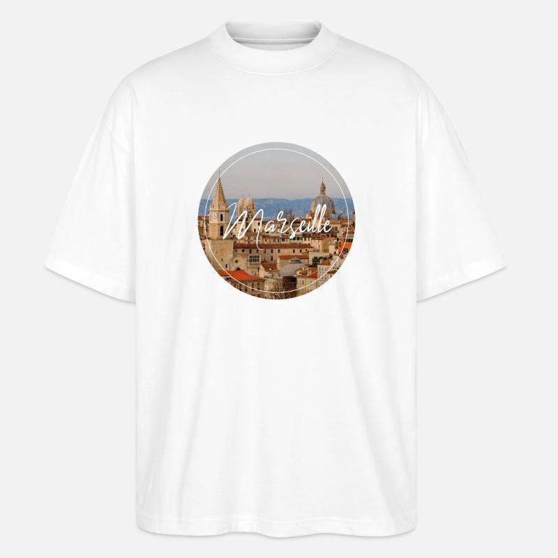 Marseille Stadtansicht Script - Stanley/Stella Oversized Unisex Bio T-Shirt Blaster 2.0 - Weiß