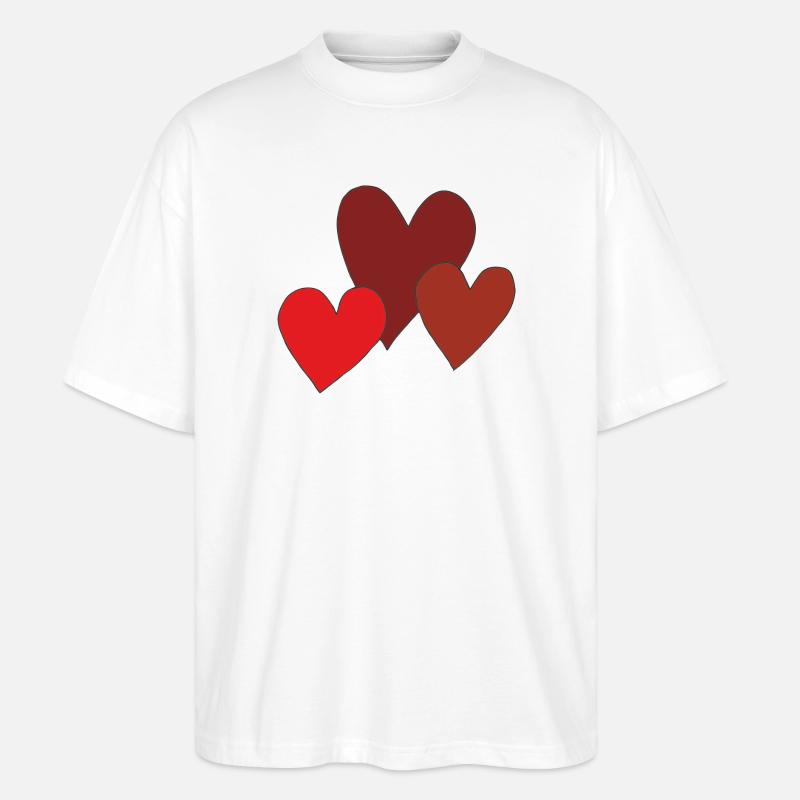 herzen 3 mal - Stanley/Stella Oversized Unisex Bio T-Shirt Blaster 2.0 - Weiß