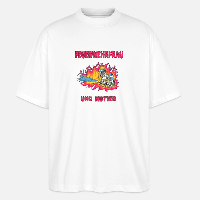 Feuerwehrfrau und Mutter - Stanley/Stella Oversized Unisex Bio T-Shirt Blaster 2.0 - Weiß