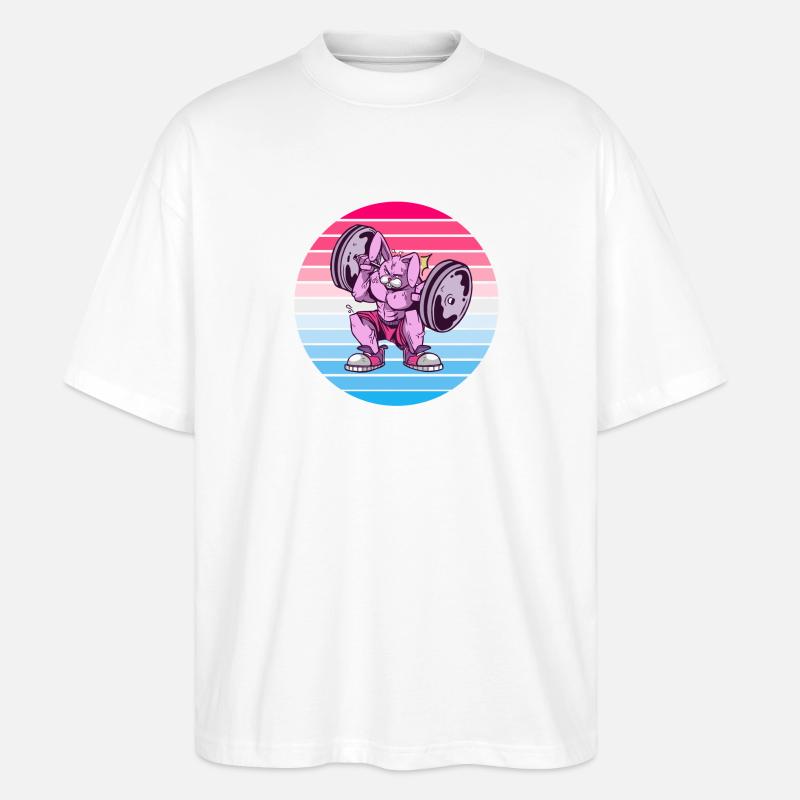 Rabbit Bodybuilder Design - Stanley/Stella Oversized Unisex Organic T-shirt Blaster 2.0 - white