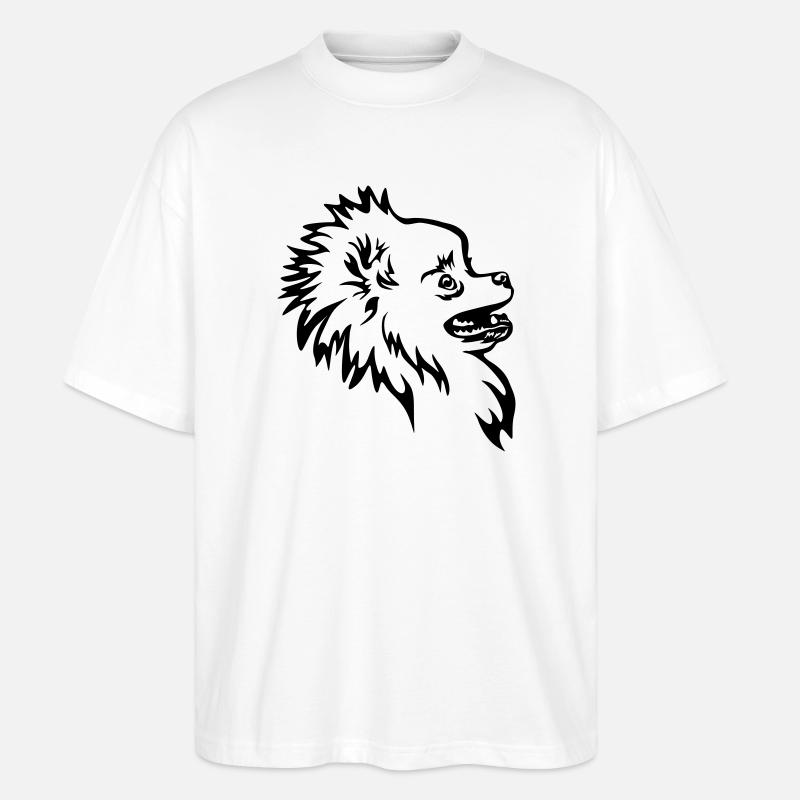 Zwergspitz head - Stanley/Stella Oversized Unisex Organic T-shirt Blaster 2.0 - white