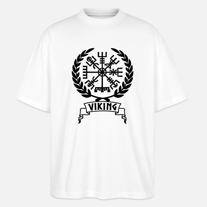 Vegvisir Wikinger Kompass im Vikng Banner - Stanley/Stella Oversized Unisex Bio T-Shirt Blaster 2.0 - Weiß