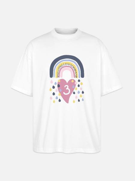 Rainbow 3rd Birthday Children - Stanley/Stella Oversized Unisex Organic T-shirt Blaster 2.0 - white