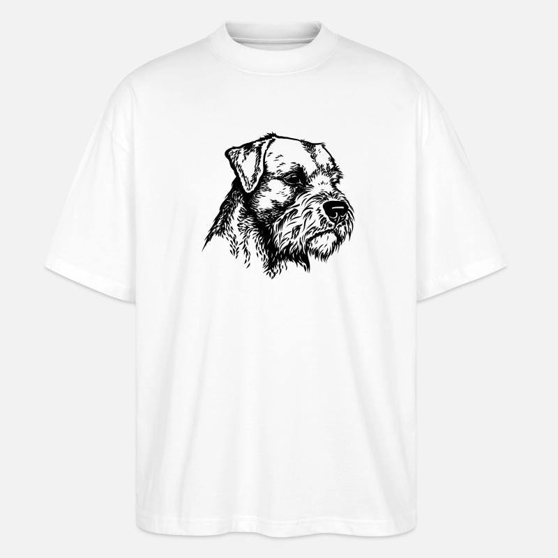 Border Terrier Portrait 2 - T-shirt bio Blaster 2.0 coupe oversize Stanley/Stella Unisexe - blanc