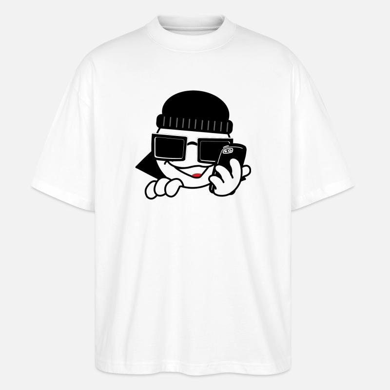 Hacker mit Smartphone und Herzen - Stanley/Stella Oversized Unisex Bio T-Shirt Blaster 2.0 - Weiß