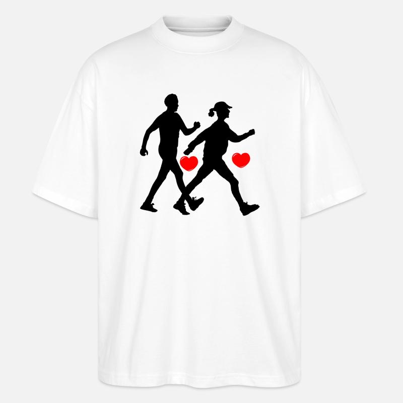 Zwei Wanderer mit Herz - Stanley/Stella Oversized Unisex Bio T-Shirt Blaster 2.0 - Weiß
