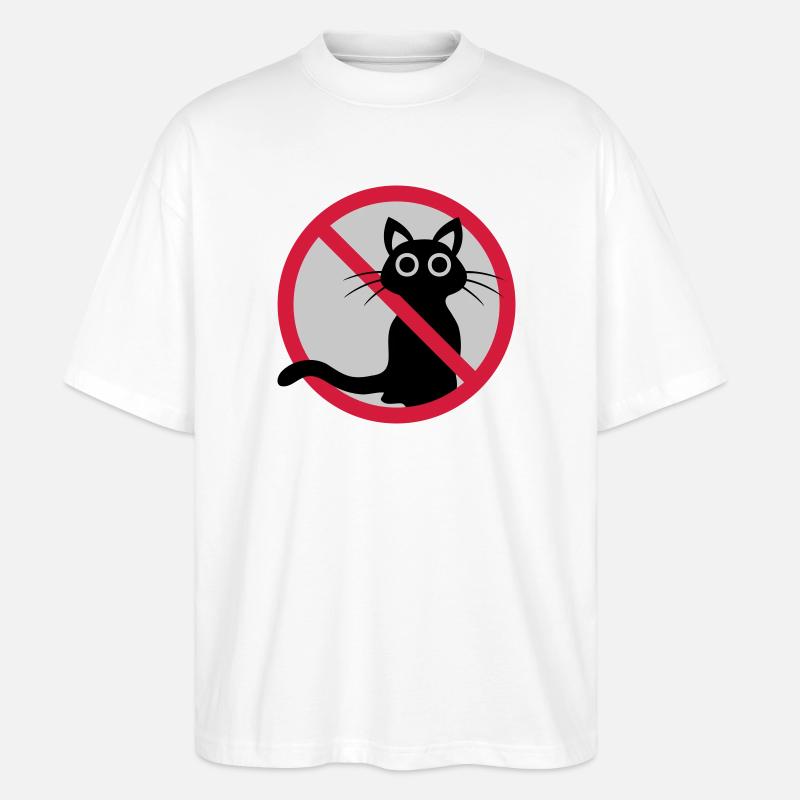 Katze verboten Schild - Stanley/Stella Oversized Unisex Bio T-Shirt Blaster 2.0 - Weiß