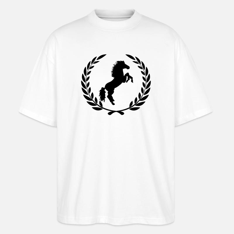 Springender Pferdelorbeerkranz - Stanley/Stella Oversized Unisex Bio T-Shirt Blaster 2.0 - Weiß