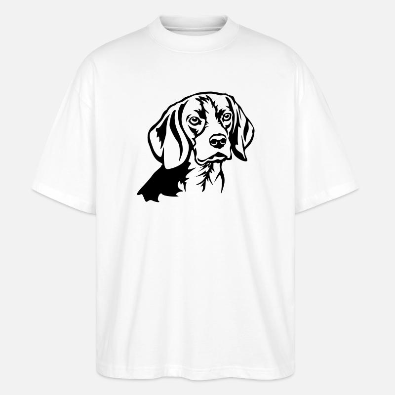 Beagle Kopf - Stanley/Stella Oversized Unisex Bio T-Shirt Blaster 2.0 - Weiß