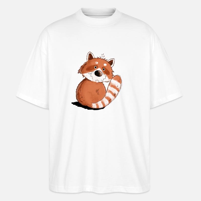 Drolliger Roter Panda I Wildtier - Stanley/Stella Oversized Unisex Bio T-Shirt Blaster 2.0 - Weiß
