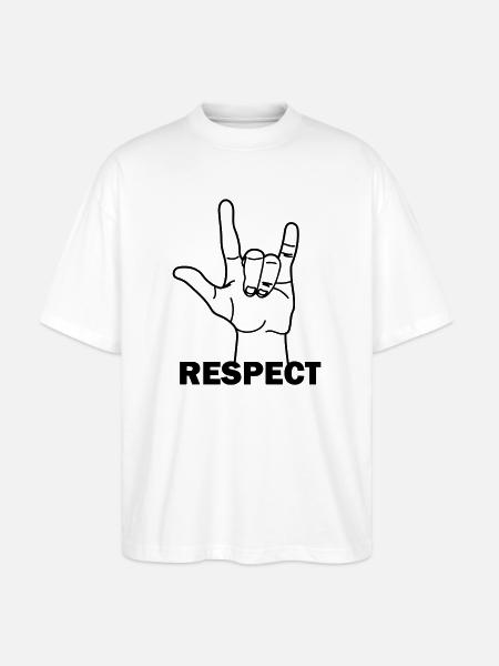 Hand gesture respect with text RESPECT - Stanley/Stella Oversized Unisex Organic T-shirt Blaster 2.0 - white