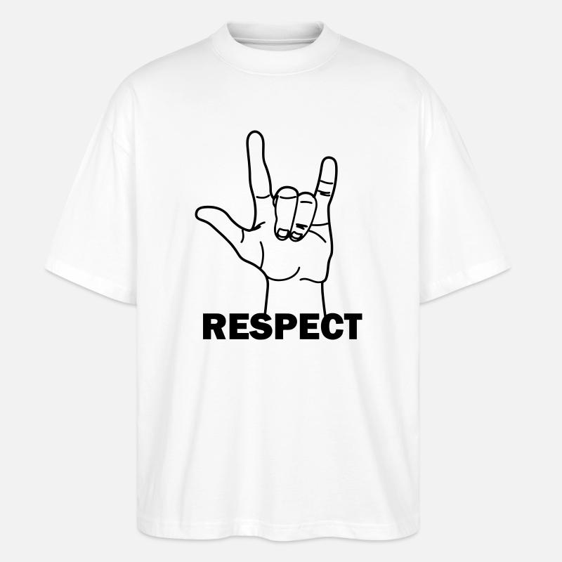Handgeste Respekt mit Text RESPEKT - Stanley/Stella Oversized Unisex Bio T-Shirt Blaster 2.0 - Weiß