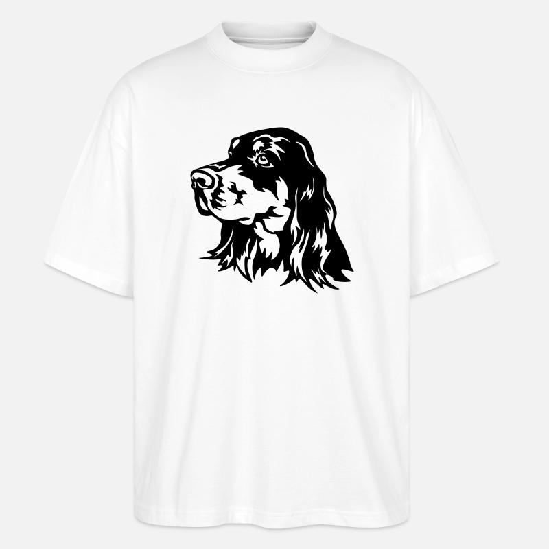 Gordon Setter Head - Stanley/Stella Oversized Unisex Organic T-shirt Blaster 2.0 - white