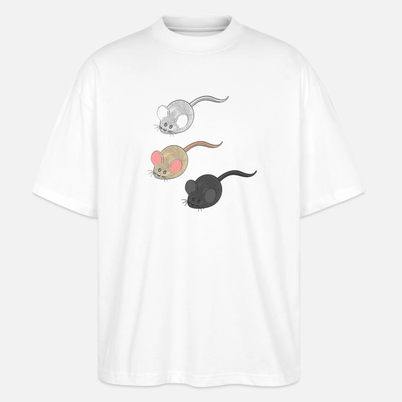 geschenkideen mäuse, Drei Mäuse, Mäuse Fan - Stanley/Stella Oversized Unisex Bio T-Shirt Blaster 2.0 - Weiß