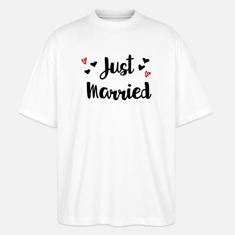 Just married Herzchen Geschenkidee - Stanley/Stella Oversized Unisex Bio T-Shirt Blaster 2.0 - Weiß