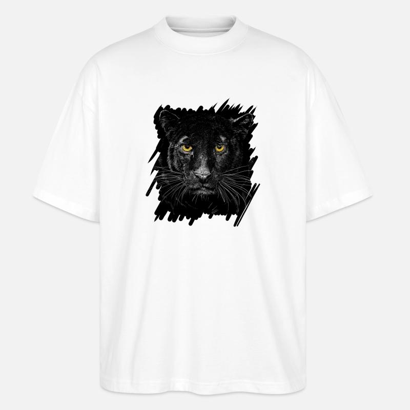Schwarzer Panther - Stanley/Stella Oversized Unisex Bio T-Shirt Blaster 2.0 - Weiß