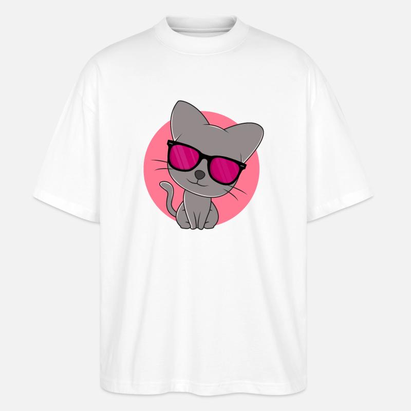 Süßes graues Kätzchen - Stanley/Stella Oversized Unisex Bio T-Shirt Blaster 2.0 - Weiß