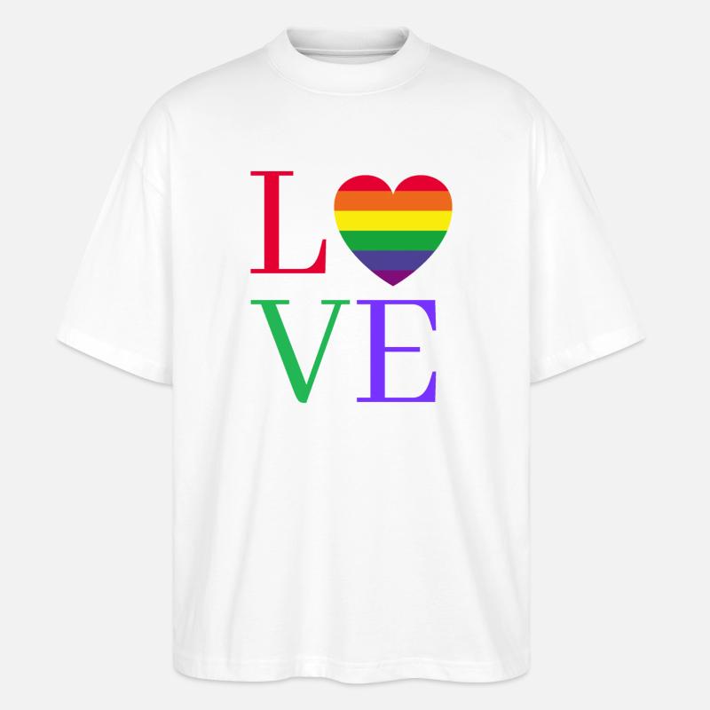 Regenbogen Love Herz Pride  - Stanley/Stella Oversized Unisex Bio T-Shirt Blaster 2.0 - Weiß