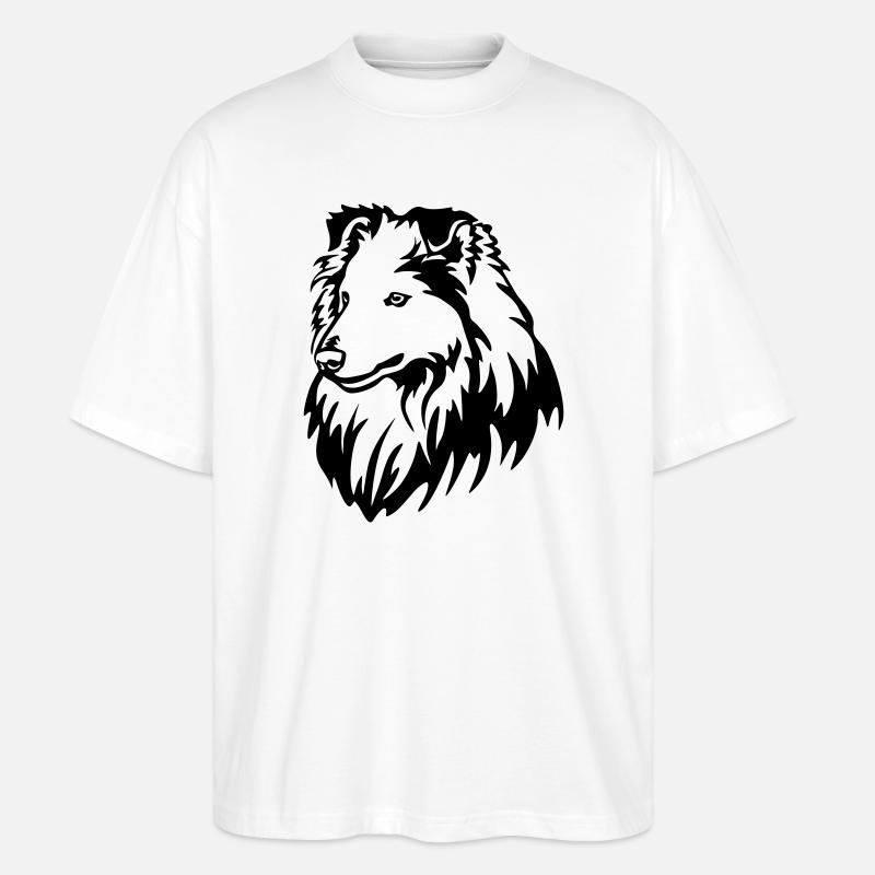 Sheltie Kopf - Stanley/Stella Oversized Unisex Bio T-Shirt Blaster 2.0 - Weiß