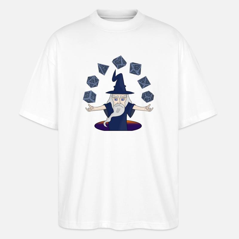 Ein Zauberer mit schwebenden Würfeln - Stanley/Stella Oversized Unisex Bio T-Shirt Blaster 2.0 - Weiß