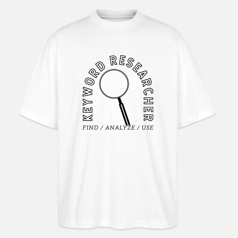Chercheur en mots-clés – Conception d’emblèmes SEO - T-shirt bio Blaster 2.0 coupe oversize Stanley/Stella Unisexe - blanc