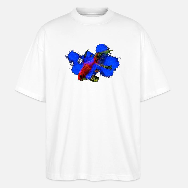 wassertiere, schleierschwanz Goldfisch - Stanley/Stella Oversized Unisex Bio T-Shirt Blaster 2.0 - Weiß