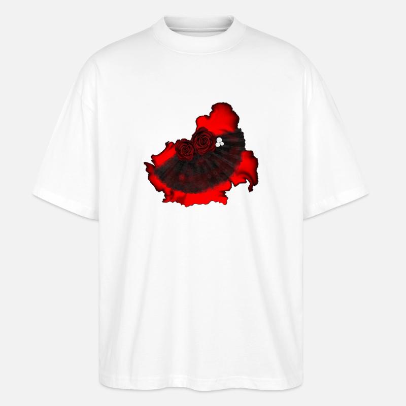 originelle Frauenmode, Fächer mit rosen - Stanley/Stella Oversized Unisex Bio T-Shirt Blaster 2.0 - Weiß