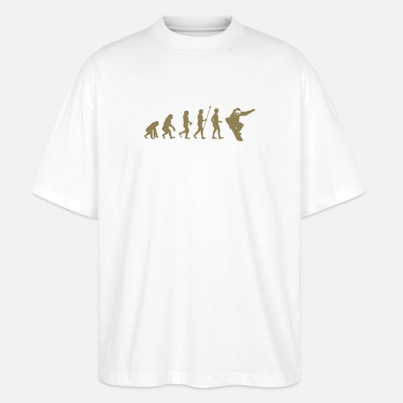 Snowboarder Evolution Gift Idea - Stanley/Stella Oversized Unisex Organic T-shirt Blaster 2.0 - white