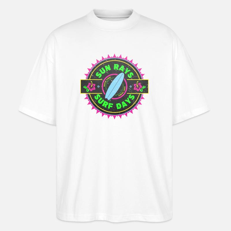 Surf Retro Surfer Conception graphique - T-shirt bio Blaster 2.0 coupe oversize Stanley/Stella Unisexe - blanc