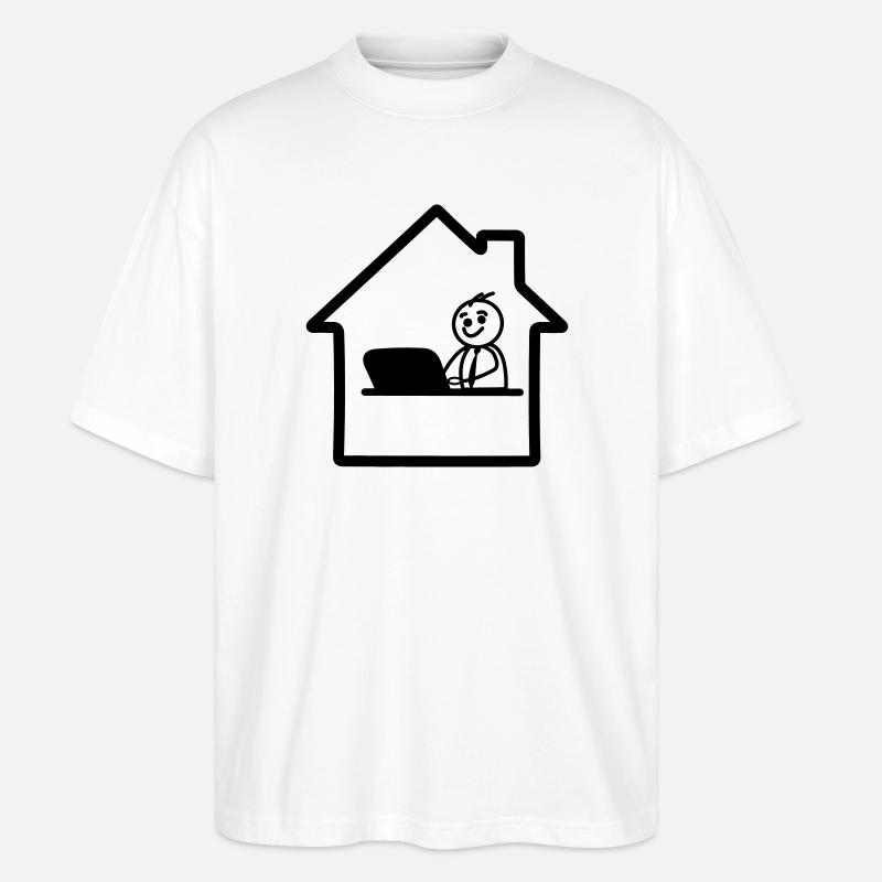 Arbeiten zu Hause einfaches Logo - Stanley/Stella Oversized Unisex Bio T-Shirt Blaster 2.0 - Weiß