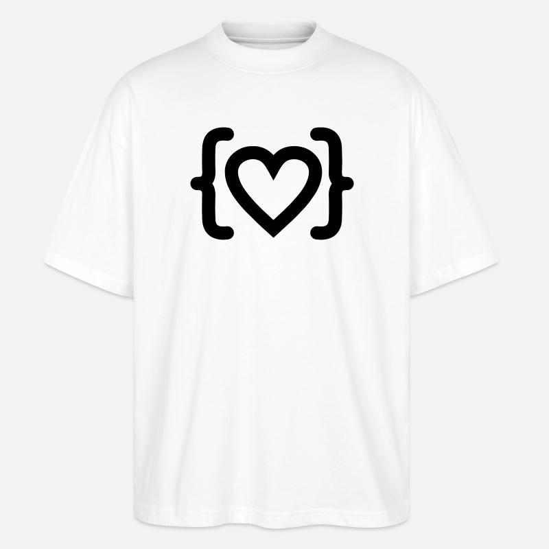 Herz des Programmierer-Code-Logos - Stanley/Stella Oversized Unisex Bio T-Shirt Blaster 2.0 - Weiß